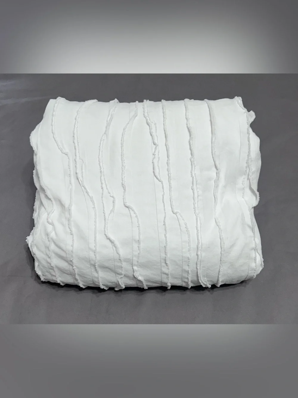 RARE Pottery Barn Camille Queen Duvet White Voile 100% Cotton Button Closure